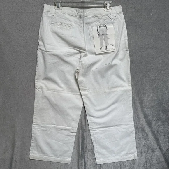 Calvin Klein Jeans Jeans Womens 10 White Cropped Regiment Twill Relaxed Fit - Picture 8 of 16